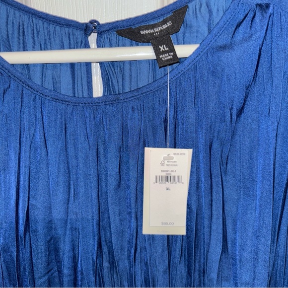 Banana Republic Royal Blue Pleated/Gathered Back Button Blouse, NWTs - Picture 1 of 6